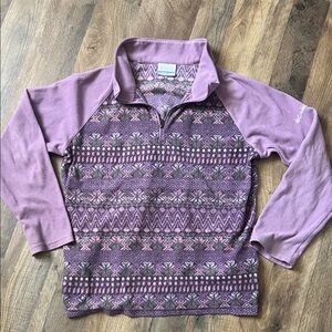 Columbia  girls Lavender Geometric fleece 1/4 zip sz XL